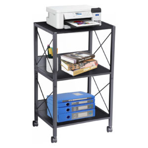 TooCust Rolling Printer Cart - 17'' L x 13'' W x 30'' H, 3 Tier Printer Stand with Wheels, Black Under Desk Printer Shelf, Printer Table for Home Office